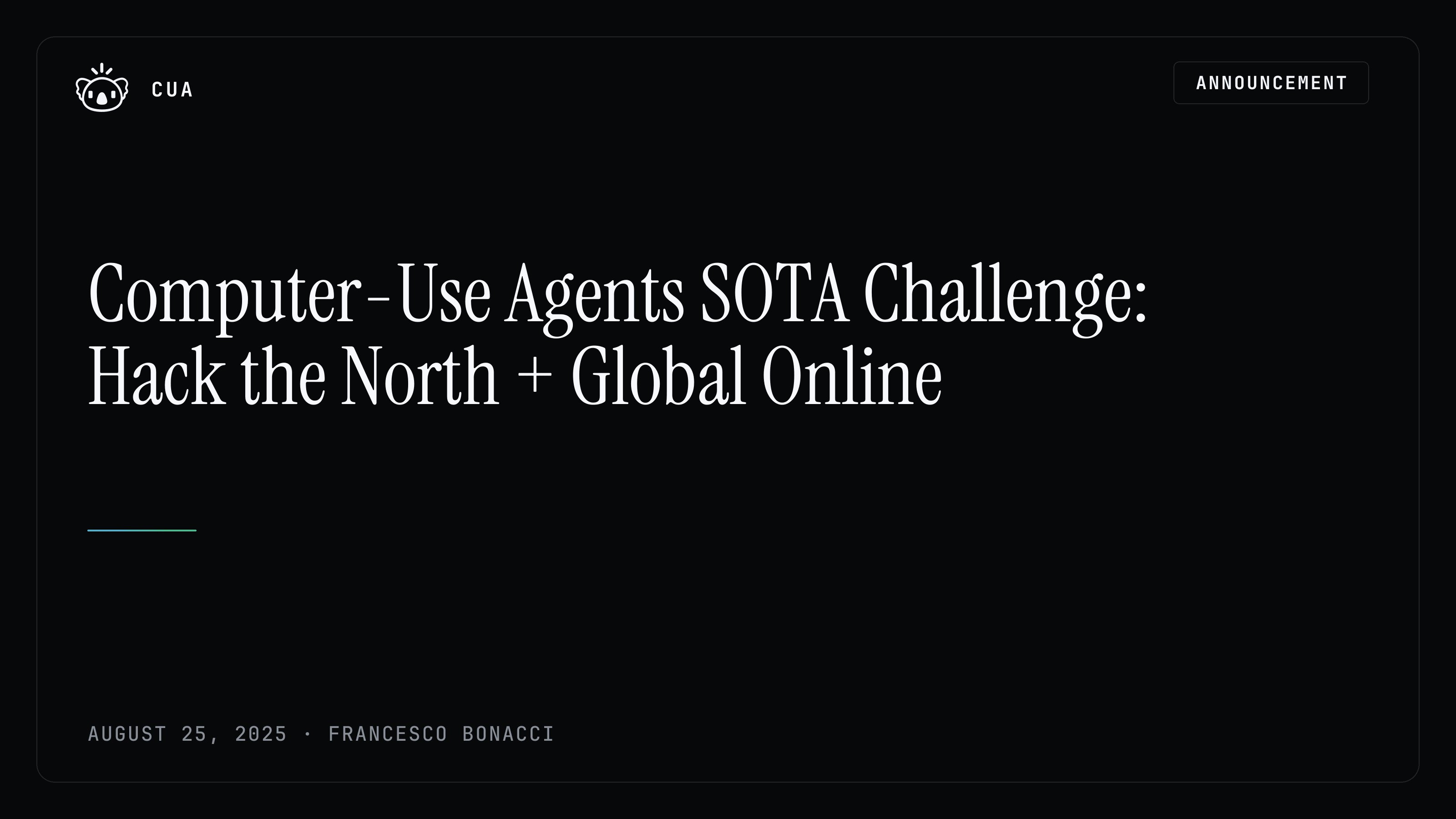 Computer-Use Agents SOTA Challenge: Hack the North + Global Online