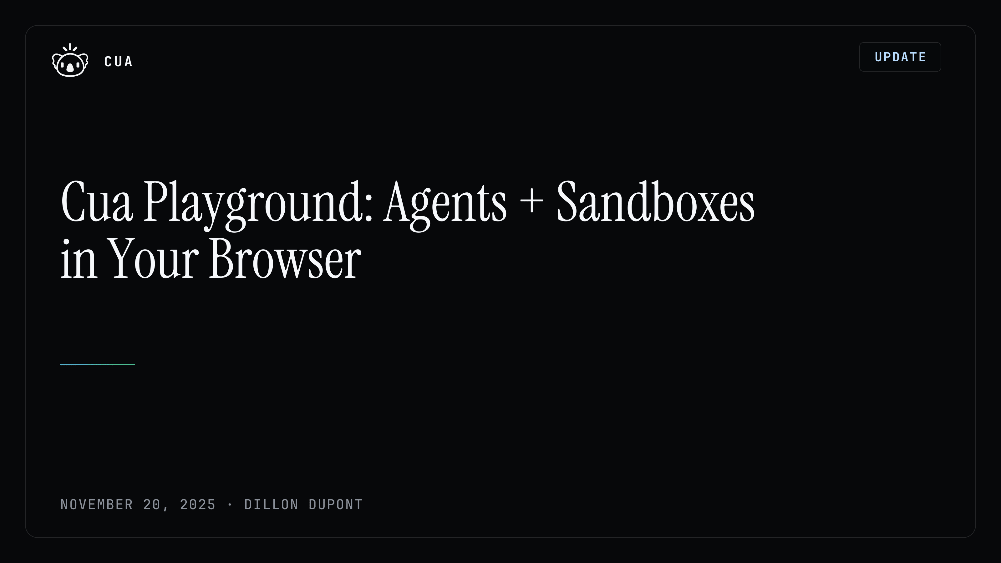 Cua Playground: Agents + Sandboxes in Your Browser