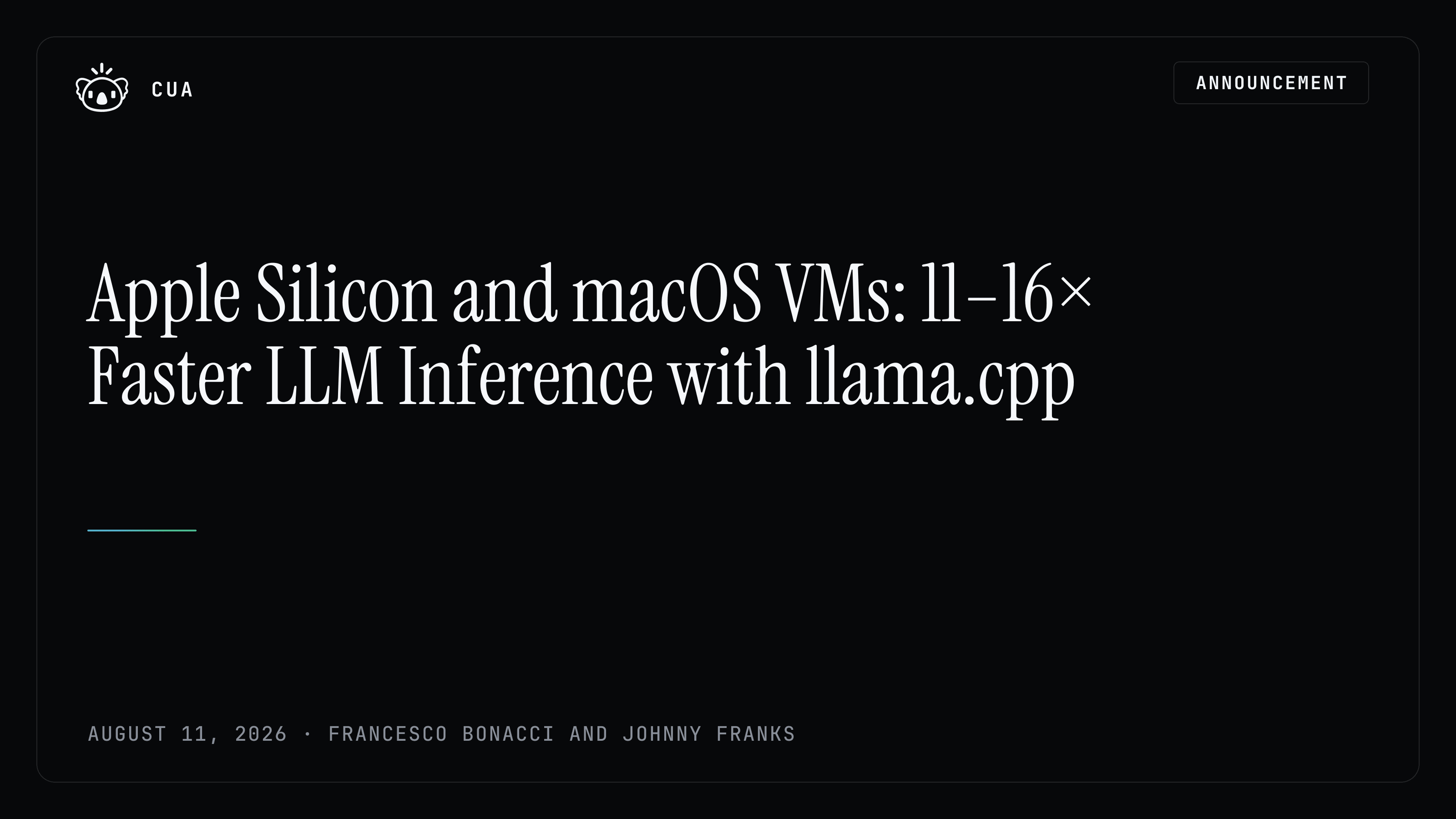 Apple Silicon and macOS VMs: 11–16× Faster LLM Inference with llama.cpp
