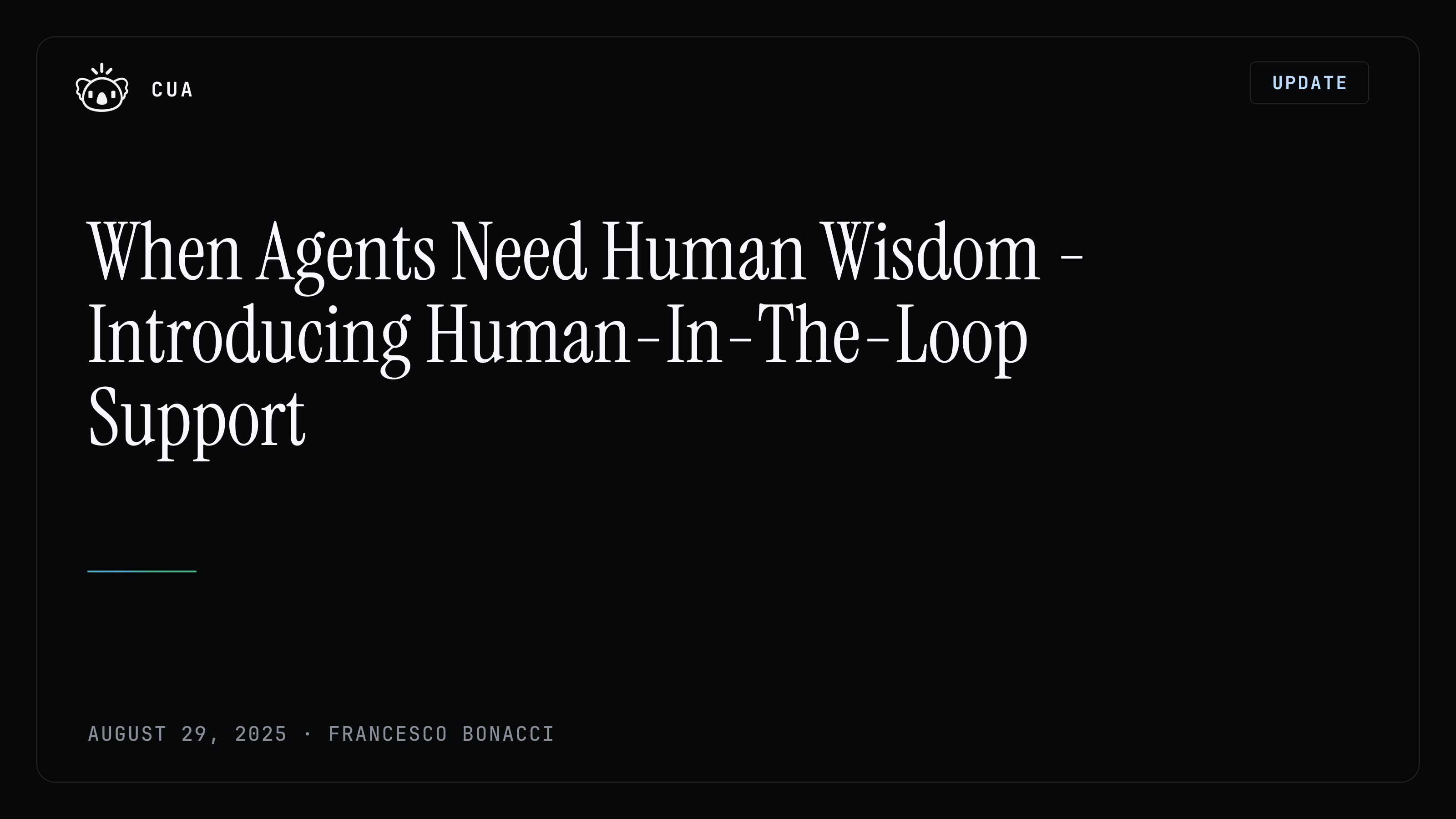 When Agents Need Human Wisdom - Introducing Human-In-The-Loop Support